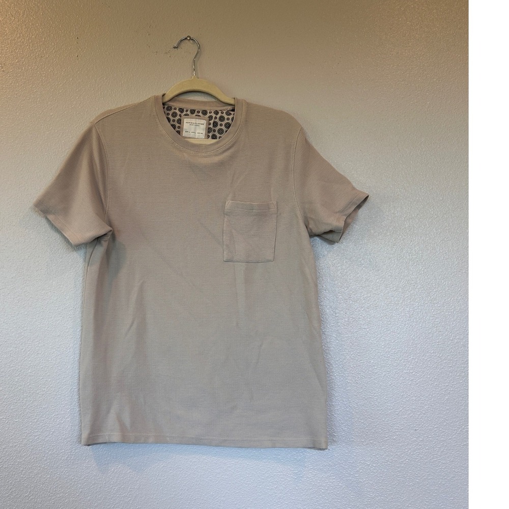 Denim & Flower Ricky Singh Mens Tan Waffle Knit Short Sleeve Pocket T-Shirt L